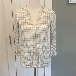 LOFT Black and Cream Blouse Size Small